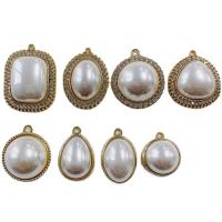 Zinc Alloy Rhinestone Pendler, med perle, forgyldt, med rhinestone, gylden, 10pc'er/Bag, Solgt af Bag