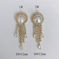 Rhinestone Brass Vedhæng, Messing, med perle, forgyldt, med cubic zirconia, gylden, 10pc'er/Bag, Solgt af Bag