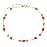 Coral Pulsera, con Oro-llenado, 14K lleno de oro, para mujer, naranja rojizo, 3x3mm,3mm,1.2mm, Vendido por UD