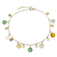 jade bracelet, avec Doublé or, 14K rempli d’or, pour femme, couleurs mélangées, 6mm,4mm,1.5mm, Longueur Environ 2 pouce, Vendu par PC