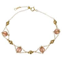 Strawberry Quartz bracelet, avec Doublé or, 14K rempli d’or, pour femme, rose, 6mm,4mm,1.2mm, Longueur Environ 7.5 pouce, Vendu par PC