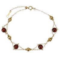 Granada pulseira, with Gold-filled, 14K cheio de ouro, para mulher, vermelho granada, 5mm,4mm,1.2mm, comprimento Aprox 7.5 inchaltura, vendido por PC