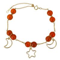 Yunnan agate rouge bracelet, avec Doublé or, 14K rempli d’or, pour femme, orange rougeâtre, 11x11mm,7mm,1mm, Longueur Environ 8 pouce, Vendu par PC