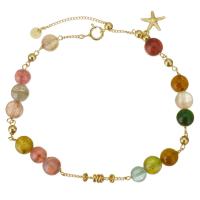 tourmaline bracelet, avec Doublé or, avec 1.6 lnch chaînes de rallonge, 14K rempli d’or, pour femme, multicolore, 1x3mm,6mm, Longueur Environ 6.5 pouce, Vendu par PC