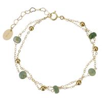 Joyas llenas de oro, Esmalte, con Oro-llenado, con 1.5 lnch extender cadena, 14K lleno de oro, Doble capa & para mujer, verde, 3x4mm,3mm,1.2mm, longitud aproximado 6 Inch, Vendido por UD