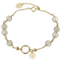 Gioielli d'oro riempito, Moonstone, with Gold-filled, 14K pieno d'oro, per la donna, grigio, 6mm, Lunghezza Appross. 6.5 pollice, Venduto da PC