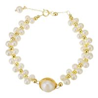 Bijoux en or remplie, perle d'eau douce cultivée, avec Doublé or, avec 1.5 lnch chaînes de rallonge, 14K rempli d’or, pour femme, blanc, 11mm,9mm, Longueur Environ 6 pouce, Vendu par PC