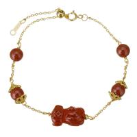 Gold Filled Jewelry Cinnabar with Gold Filled 14K gold-filled for woman reddish orange  Length Approx 7.5 Inch Sold By PC