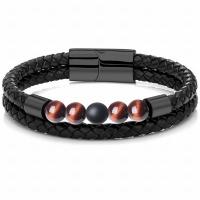 PU leder koord armbanden, met Edelsteen, pistool zwart geplateerd, Dubbele laag & multilayer & geverfd & verschillende materialen voor de keuze & uniseks, meer kleuren voor de keuze, 8mm, Lengte Ca 8.27 inch, Verkocht door PC