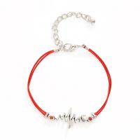 Pulsera de Aleación de Zinc, con cordón de algodón, Electrocardiográficos, chapado, para mujer, Rojo, longitud aproximado 16-28 cm, 10PCs/Grupo, Vendido por Grupo