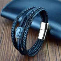 PU Leather Cord Bracelets with Gemstone multilayer & Unisex Length Approx 8.27 Inch Sold By PC