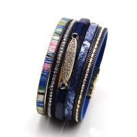 PU leder koord armbanden, Zinc Alloy, met PU, mode sieraden & multilayer & voor vrouw, meer kleuren voor de keuze, nikkel, lood en cadmium vrij, 380mm, Verkocht door PC