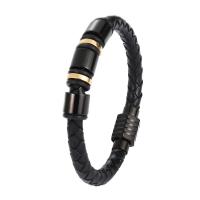 Braccialetto uomo, acciaio inox, with PU, gioielli di moda & unisex, nero, 215mm, Venduto da PC