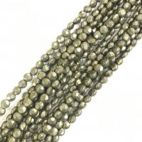 Goud Pyriet kralen, Golden Pyriet, Rond plat, gepolijst, DIY & gefacetteerde, groen, Per verkocht 38 cm Strand