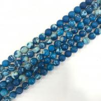 Agate naturale pazzo, agata pazzo, Cerchio, lucido, DIY & sfaccettati, blu, 12mm, 33PC/filo, Venduto per 38 cm filo