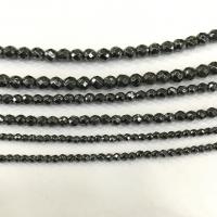 Hematit Bead, Rund, polerad, DIY & fasetterad, svart, Såld Per 38 cm Strand