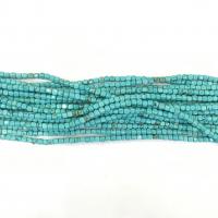 Perles turquoises, turquoise, cube, poli, DIY, bleu, 4mm, Vendu par 38 cm brin