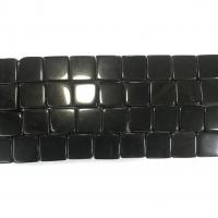 Perline nero ossidiana, Obsidian, Piazza, lucido, DIY, nero, 16mm, Appross. 24PC/filo, Venduto per 38 cm filo