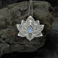 Zink Alloy Smycken Collier, Lotus, plated, för kvinna, silver, Längd Ca 17.72 inch, 5PC/Lot, Säljs av Lot