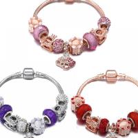 Bracelet European , laiton, avec résine & alliage de zinc, pour femme & avec zircone cubique, plus de couleurs à choisir, 18cm,19cm,20cm, Vendu par PC