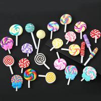 Polymer Clay Hangers, Lollipop, plated, multi-gekleurde, 29x52mm, Verkocht door PC