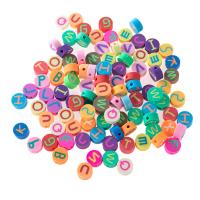 Polymer lerperler, Polymer Clay, Runde, forgyldt, du kan DIY, flerfarvede, 10x5mm, 50pc'er/Bag, Solgt af Bag