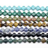 Blandet Gemstone perler, Natursten, Kryds, poleret, du kan DIY, flere farver til valg, 12mm, 16pc'er/Strand, Solgt Per 20 cm Strand