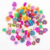 Polymer Clay perle, Srce, pozlaćen, možete DIY, multi-boji, 10mm, 50računala/Torba, Prodano By Torba