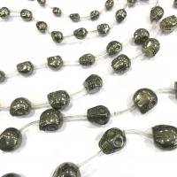 Natural Golden Pyrite Beads Skull Carved DIY green Sold Per 38 cm Strand