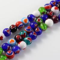 Ręcznie robione koraliki szklane, Lampwork, Koło, DIY, wielokolorowy, 8mm, 48komputery/Strand, sprzedawane na 38 cm Strand