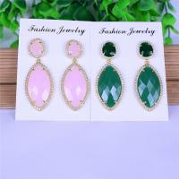 Crystal Earrings with Zinc Alloy gold color plated micro pave cubic zirconia & for woman Sold By Pair