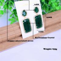 Crystal Earrings with Zinc Alloy gold color plated micro pave cubic zirconia & for woman Sold By Pair