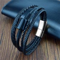 PU Cord Armbånd, med Ædelsten & Stainless Steel, flerlags & forskellige materialer til valg & Unisex, flere farver til valg, Længde Ca. 8.27 inch, Solgt af PC