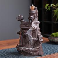 Porcelain Backflow Incense Burner, Gaineamh Corcra, plátáilte, baile agus oifige & Inbhuanaithe, 132x103x210mm, Díolta De réir PC