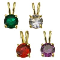 Pendenti di ottone di Cubic Zirconia (CZ), placcato color oro, Micro spianare cubic zirconia, nessuno, 7x14x5mm, Foro:Appross. 2x6mm, 30PC/lotto, Venduto da lotto