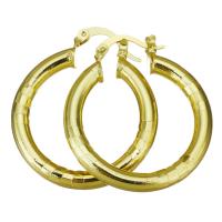 Messing oorringen, Donut, gold plated, voor vrouw, 4x34mm, 10paren/Lot, Verkocht door Lot