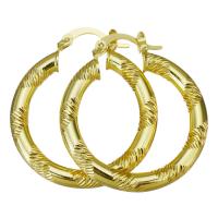 Messing oorringen, Donut, gold plated, voor vrouw, 4x34mm, 10paren/Lot, Verkocht door Lot