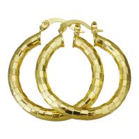 Messing oorringen, Donut, gold plated, voor vrouw, 4x34mm, 10paren/Lot, Verkocht door Lot