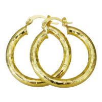 Messing oorringen, Donut, gold plated, voor vrouw, 4x34mm, 10paren/Lot, Verkocht door Lot