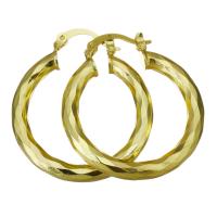 Messing oorringen, Donut, gold plated, voor vrouw & gefacetteerde, 4x34mm, 10paren/Lot, Verkocht door Lot