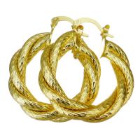 Messing oorringen, Donut, gold plated, voor vrouw, 7.5x35mm, 10paren/Lot, Verkocht door Lot