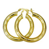 Brass Hoop Earring Donut gold color plated for woman Sold By Lot