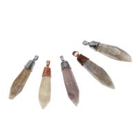 Quartz Gemstone Pendants Brass with Smoky Quartz Conical brown Sold By PC