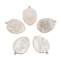 Pendentifs quartz naturel, laiton, avec quartz clair, larme, blanc, 45x32x8mm, Vendu par PC