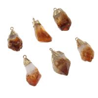 Natuurlijke Quartz Hangers, Messing, met Natuurlijke Quartz, Onregelmatige, gemengde kleuren, 50x35x7mm, Verkocht door PC