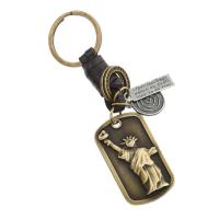 Zinc Alloy Key Clasp with PU Leather for man brown nickel lead & cadmium free Sold By PC