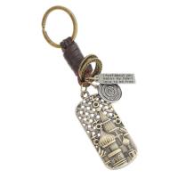 Zinc Alloy Key Clasp with PU Leather for man brown nickel lead & cadmium free Sold By PC