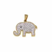 Pingentes de titânio, Partículas de aço, Elefante, polido, para o homem, dourado, 25x20x2mm, vendido por PC