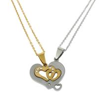 titanium Vedhæng, Titanium Stål, Heart, poleret, Unisex & for par & med rhinestone, blandede farver, 25x25x2mm, Solgt af PC