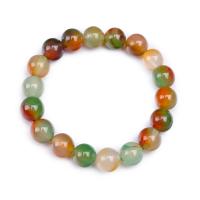 Agate Jewelry Bracelet Malachite Agate Round Unisex & anti-fatigue multi-colored Length 19 cm Sold By PC